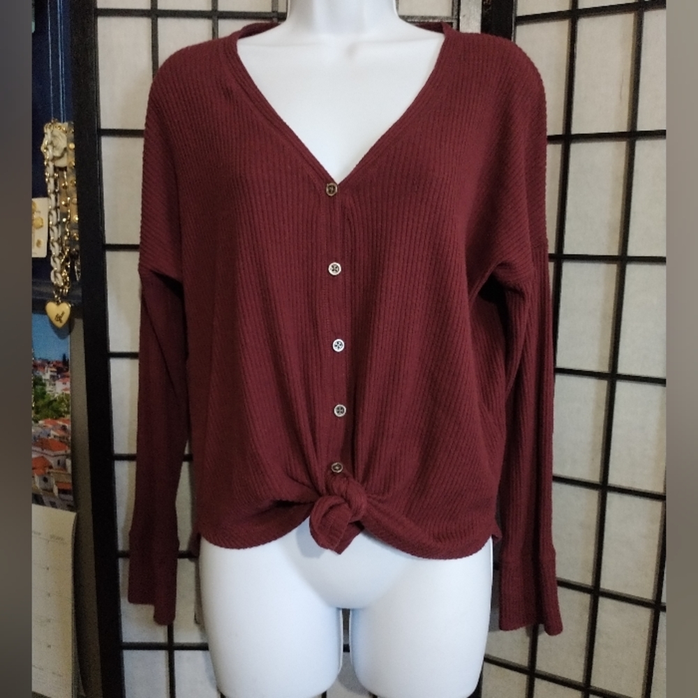 Abercrombie & Fitch Burgundy Long Sleeve Top sz XS